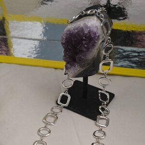 Liz Claiborne Silver-Tone Geometric Chain Necklace – Statement Jewel